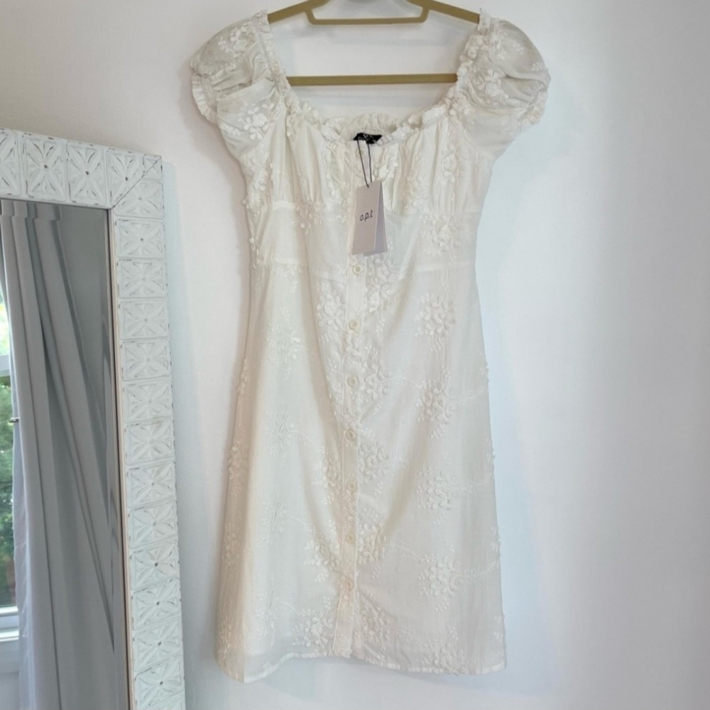 O.P.T. Small White Ethereal FloralEmbroidered Cap Sleeve Mini Dress NWT - Picture 8 of 8